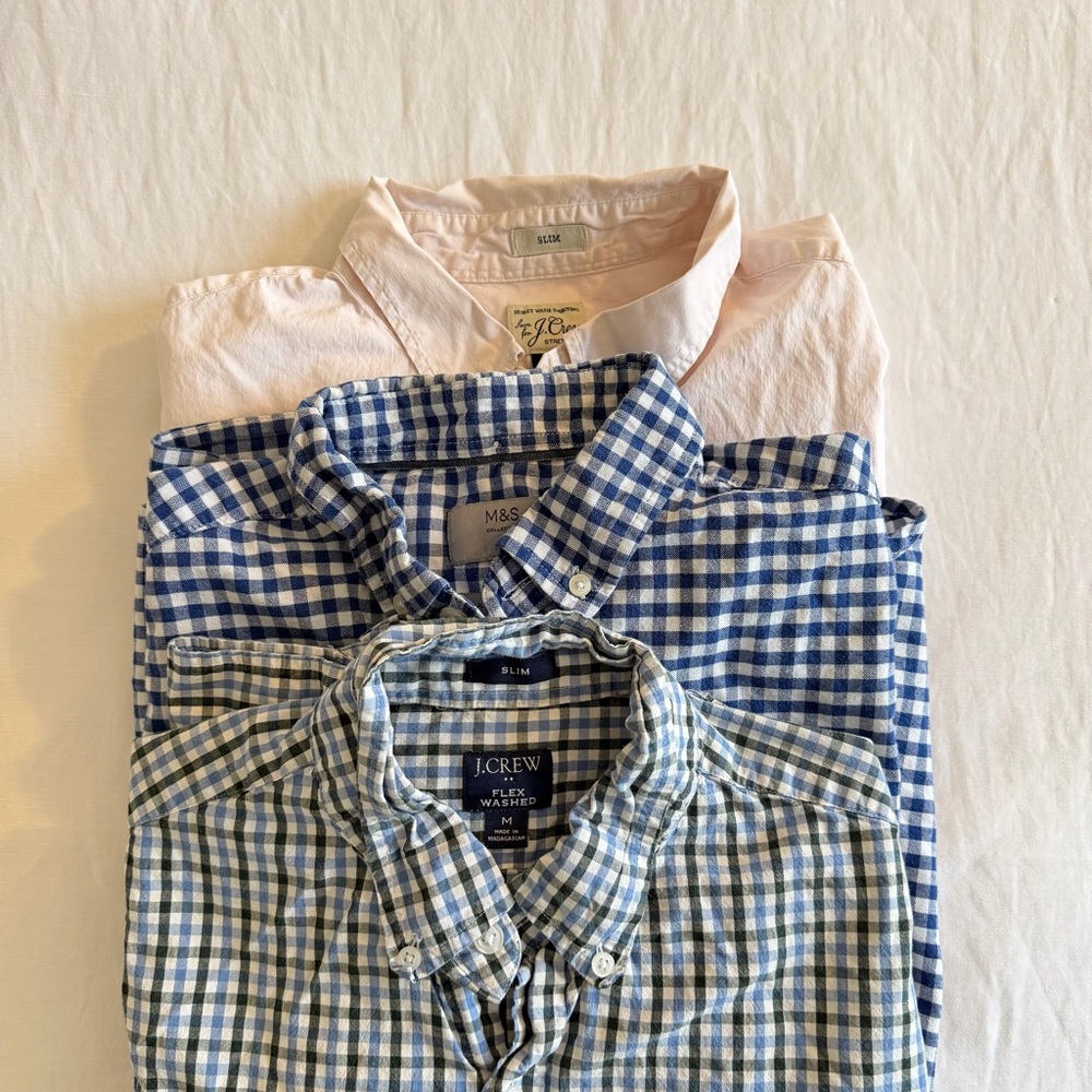 Men's Checkered and Solid Shirts Set